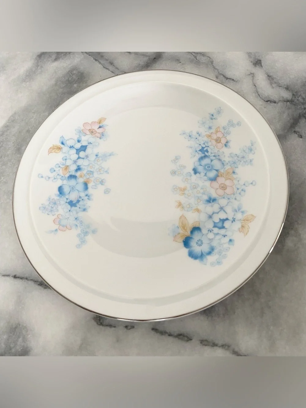 Vintage FANCI FLORAL Blue Morn Collection Japan Salad Plates (4)